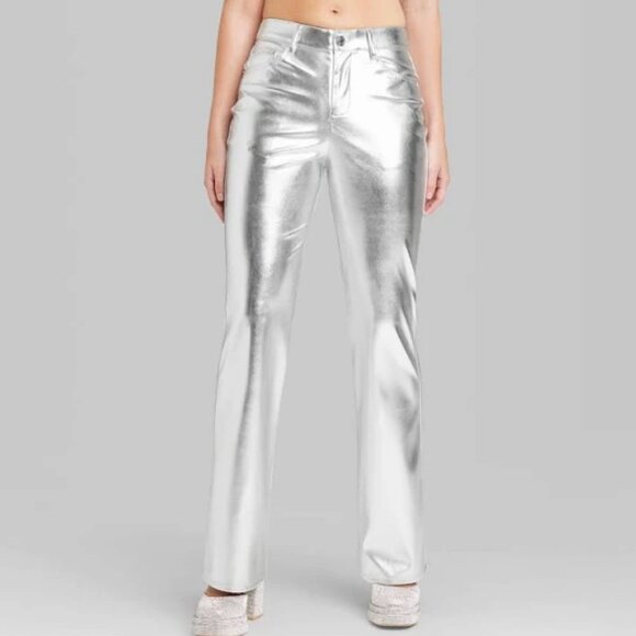 Wild Fable Silver Metallic Pants | Size 10 | Shiny Chrome - Picture 1 of 4